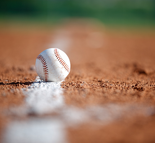 Baseball on baseball field